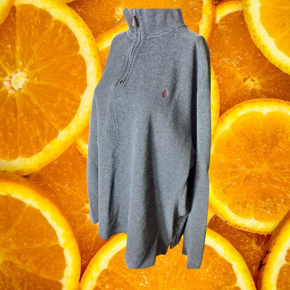 Polo by Ralph Lauren Heathered Gray Brushed Quarter-Zip Sweatshirt Size XXL